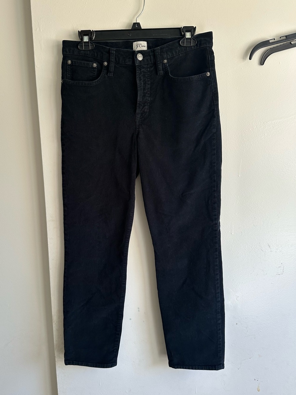 J. Crew Women's Straight Leg Jeans - Black Faux Corduroy